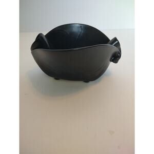 Hilborne Pottery Dish Pinch Pot Ebony Glaze Matte Signed 7" Cambridge, ON Canada